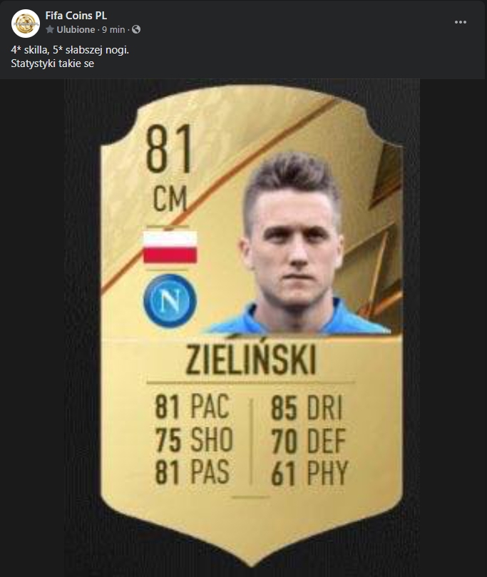 Tak ma wyglądać karta Piotra Zielińskiego w grze FIFA 22!